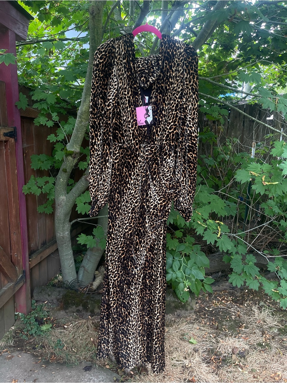 Film Noir Gown in Leopard Velvet 2X-NWT